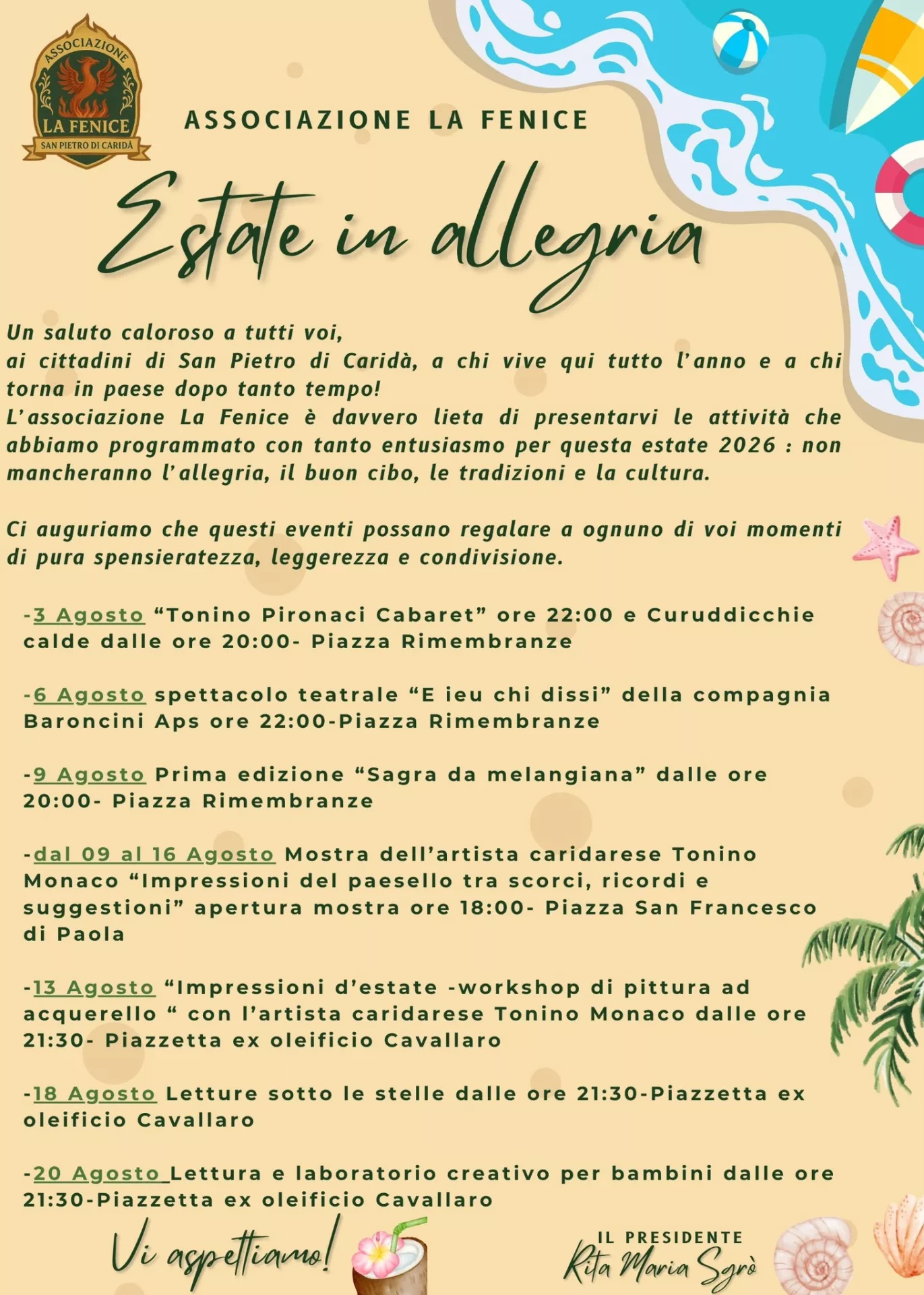 San Pietro di Caridà si anima ad agosto: La Fenice presenta il calendario degli eventi