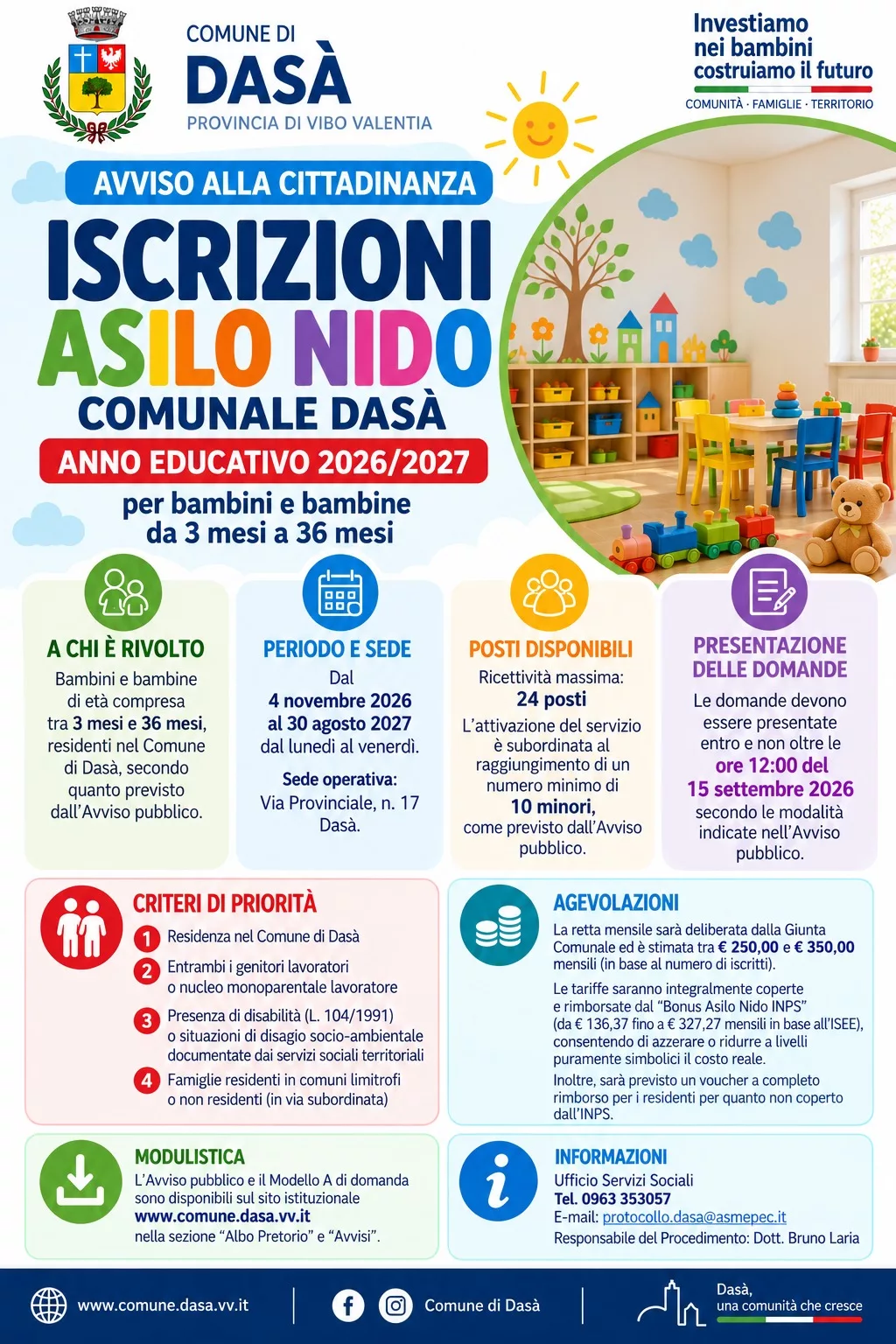 A Dasà apre le porte il nuovo Asilo Nido: al via le iscrizioni